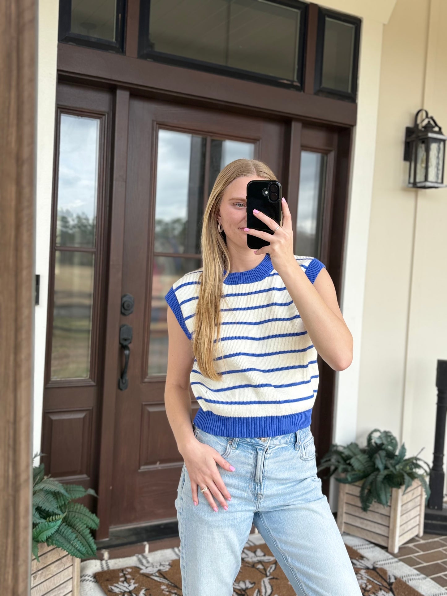 Kentucky Blue Striped Sweater Top
