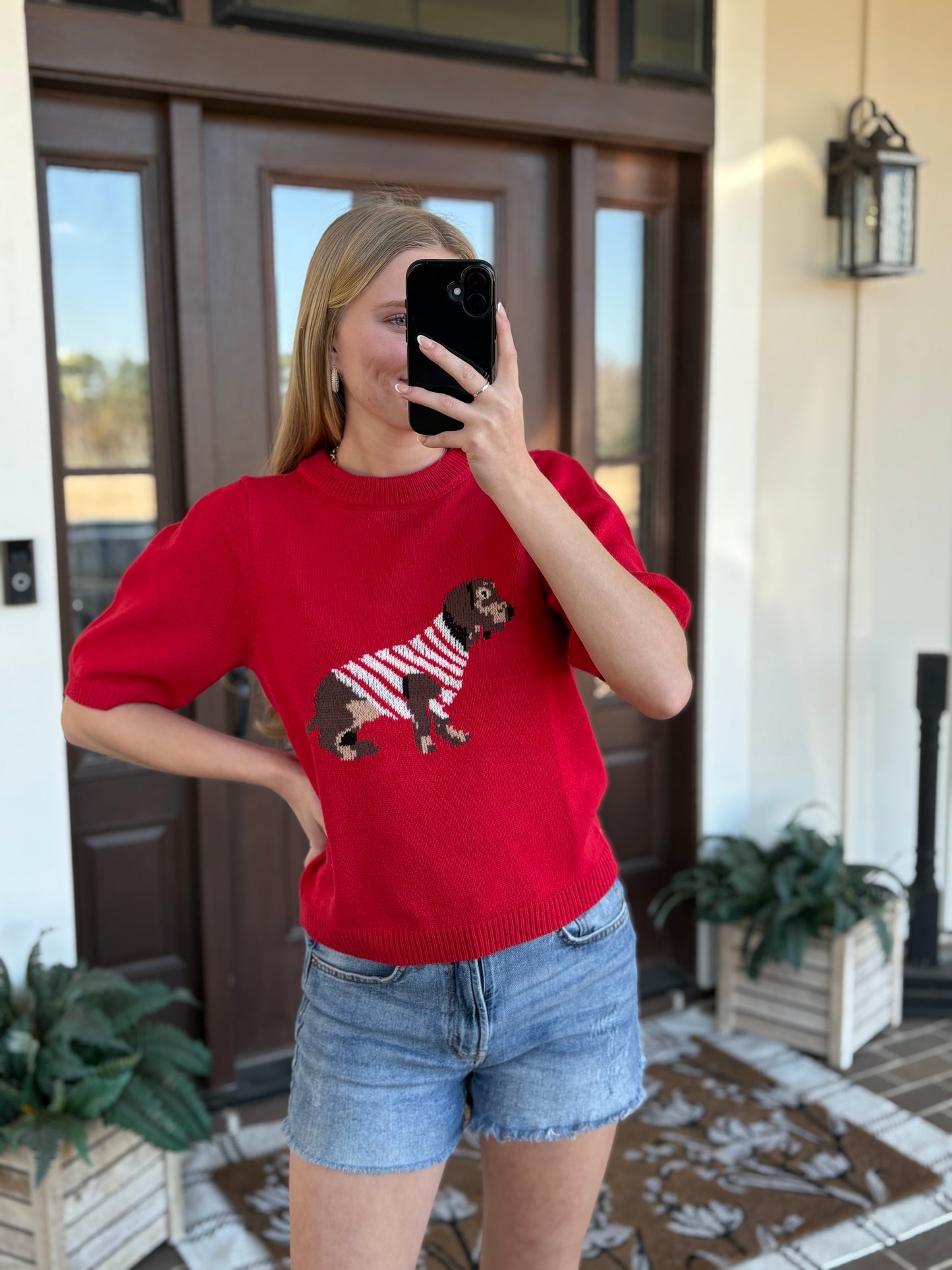 Dachshund Sweater Top, Red