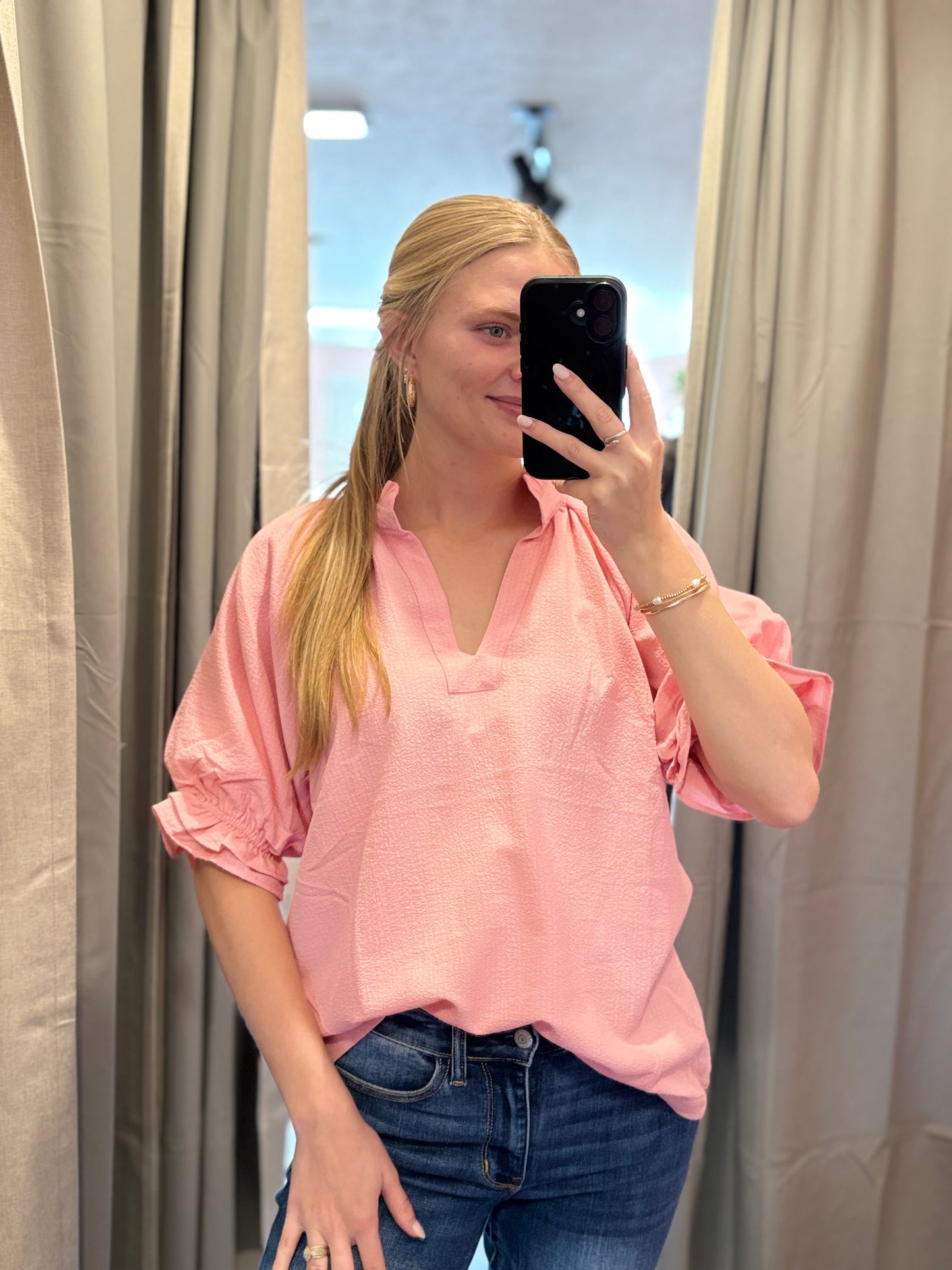 Rose Seersucker Top