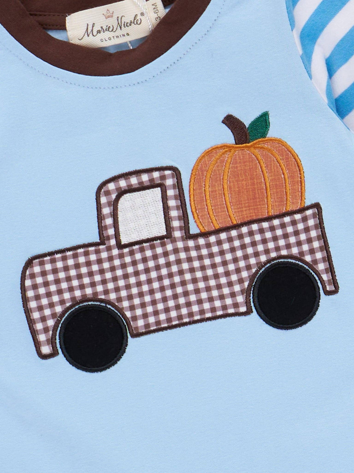 Pumpkin Pick Up Embroidered Striped Romper