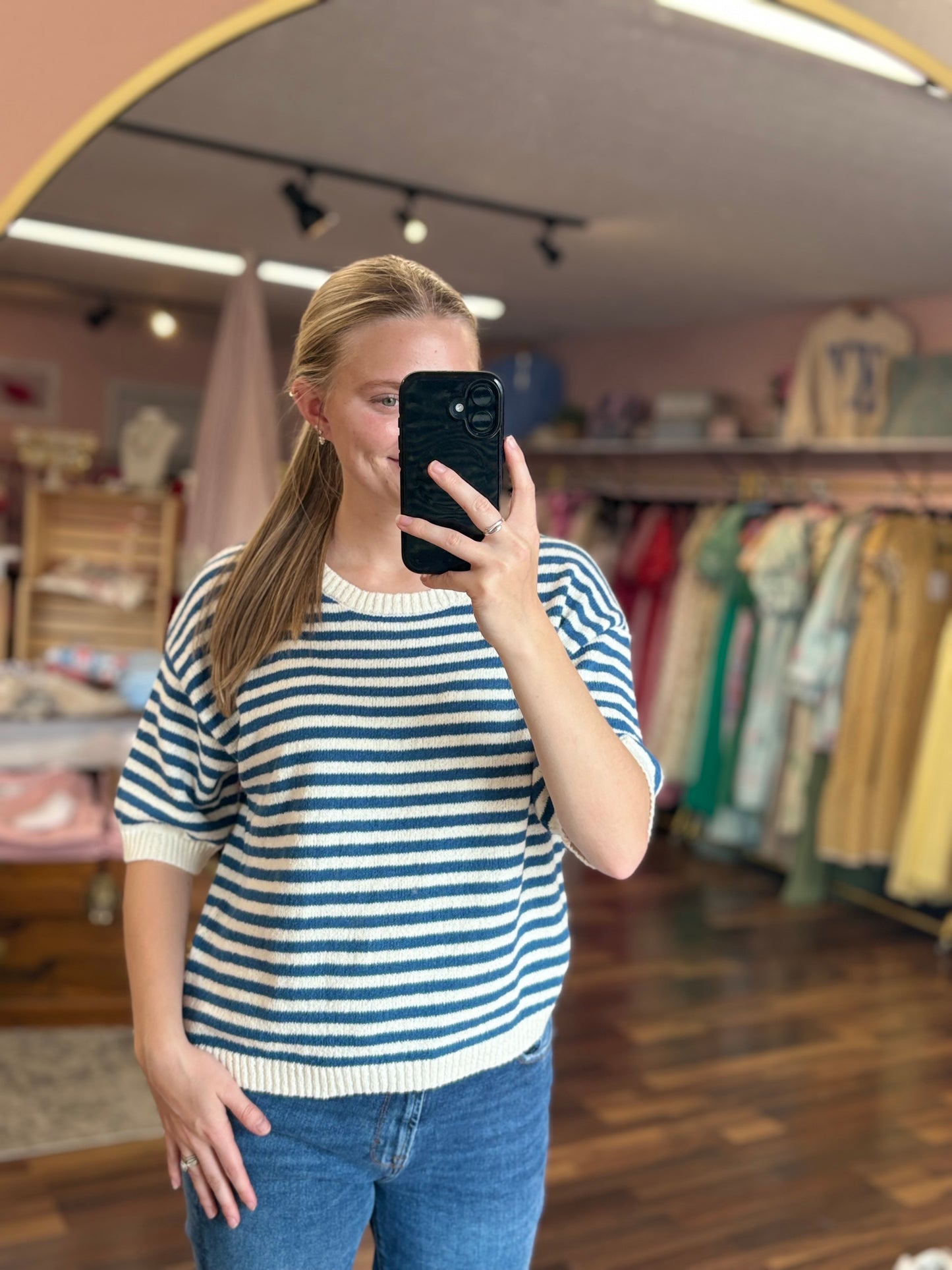 Blue Stripe Knit Sweater