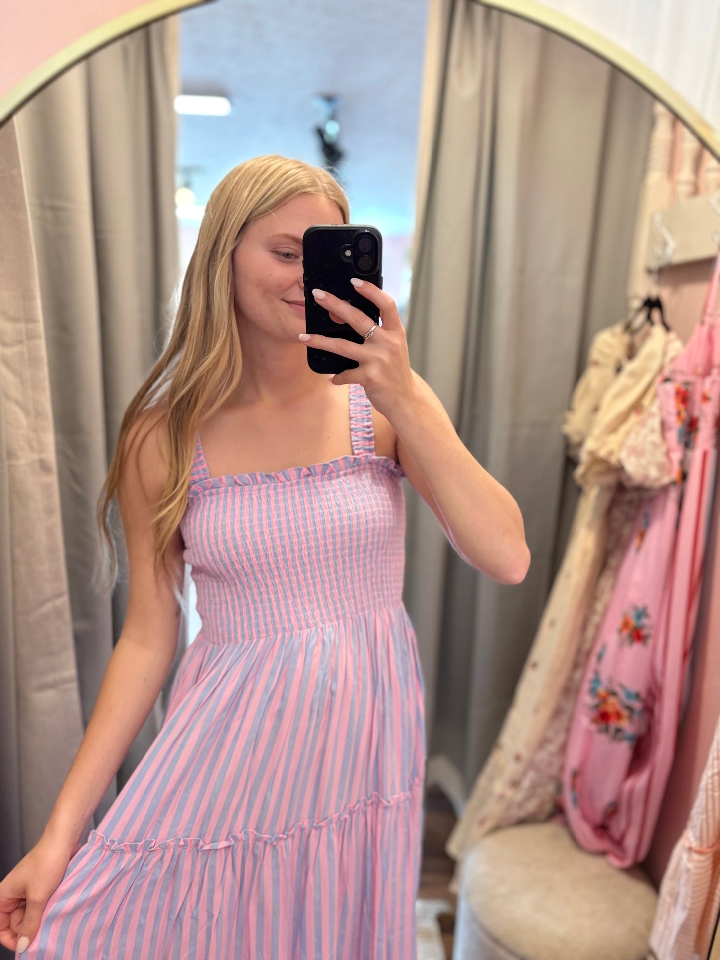 Pink and Purple Smocked Midi