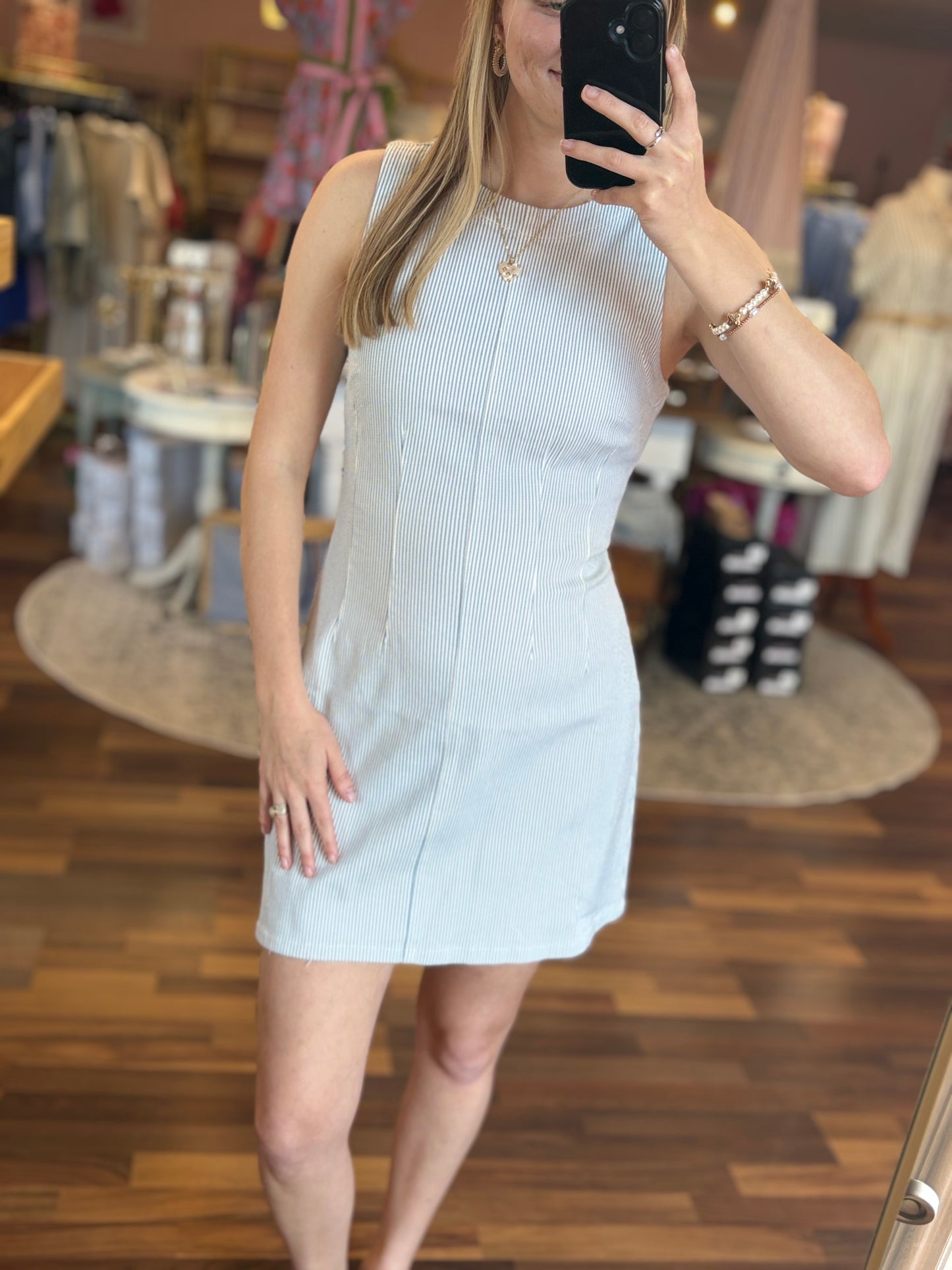 Stripe Pintuck Back Mini