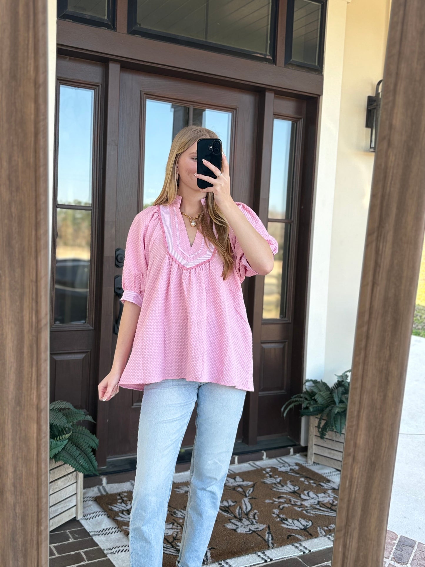 LT Pink Textured Blouse