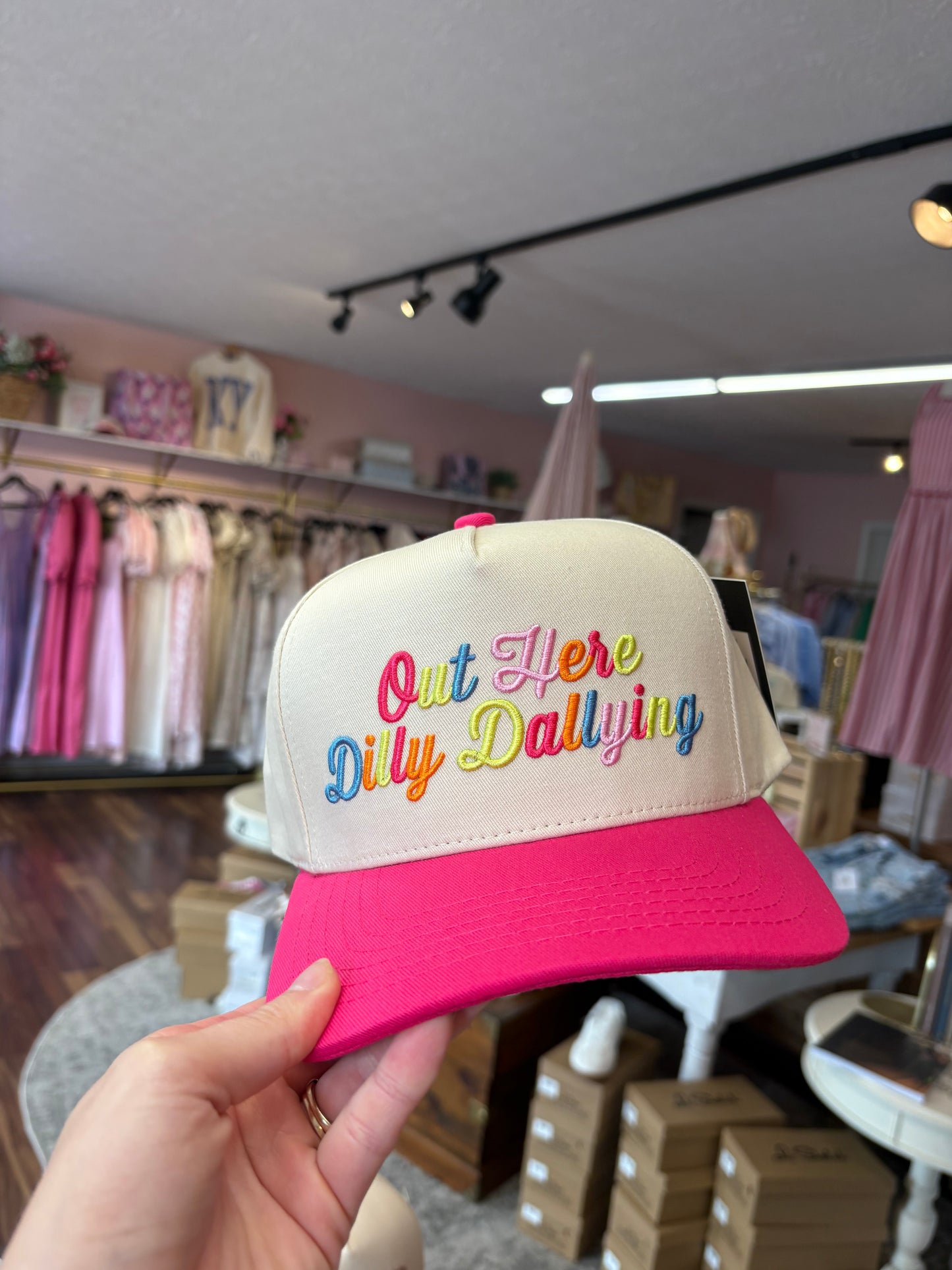 Out Here Dilly Dallying Trucker Hat