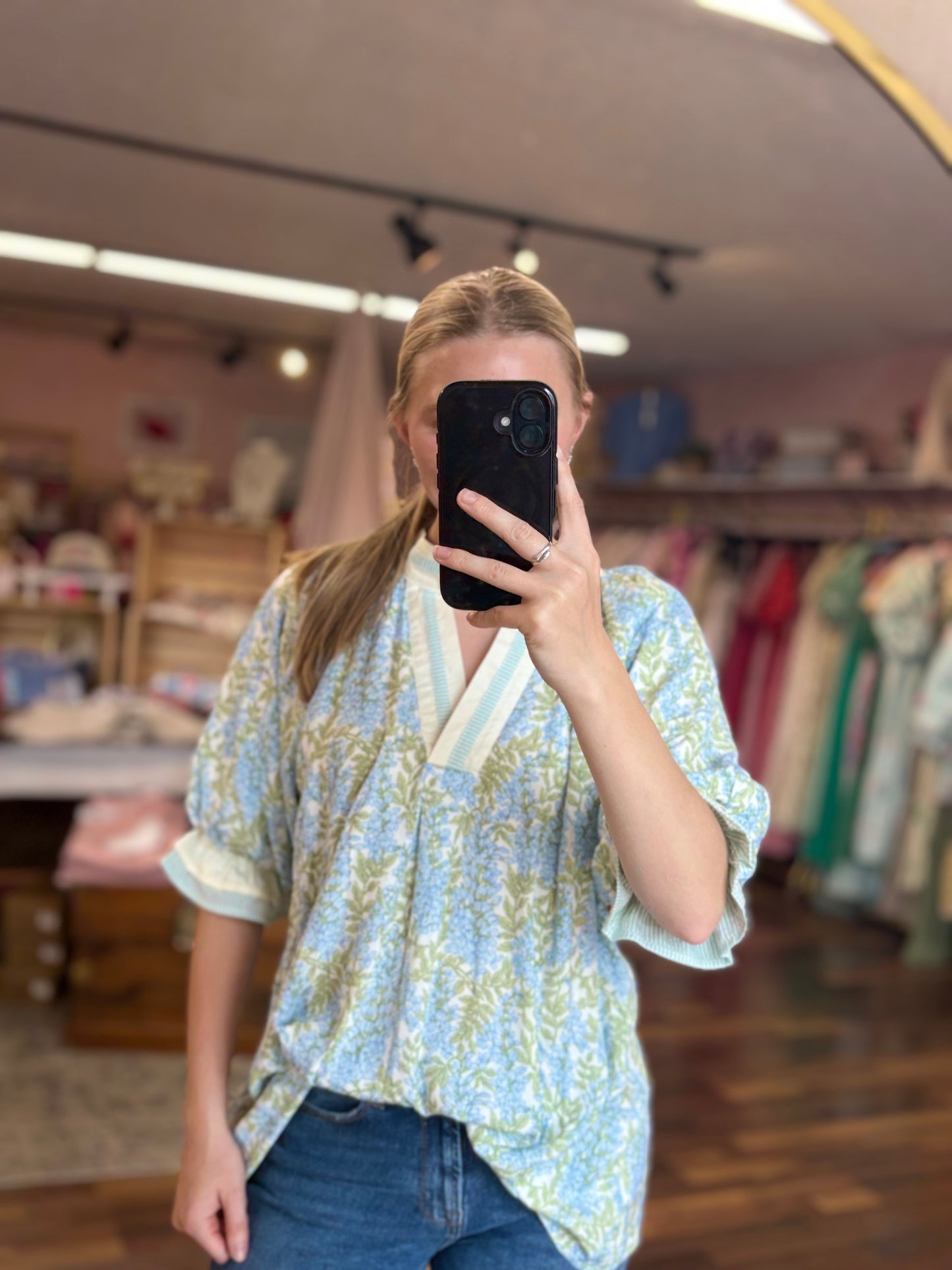 Sky Mix V-Neck Top