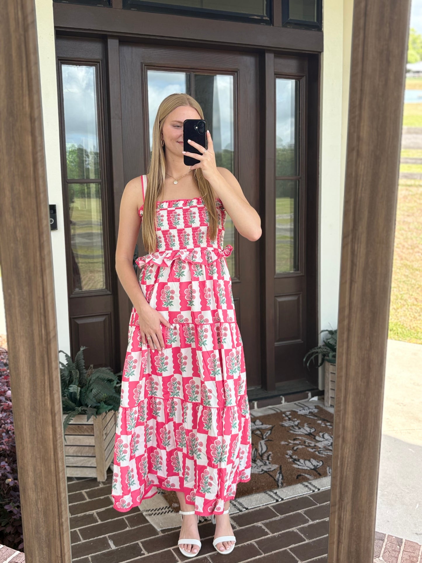 Floral Smocked Sleeveless Midi