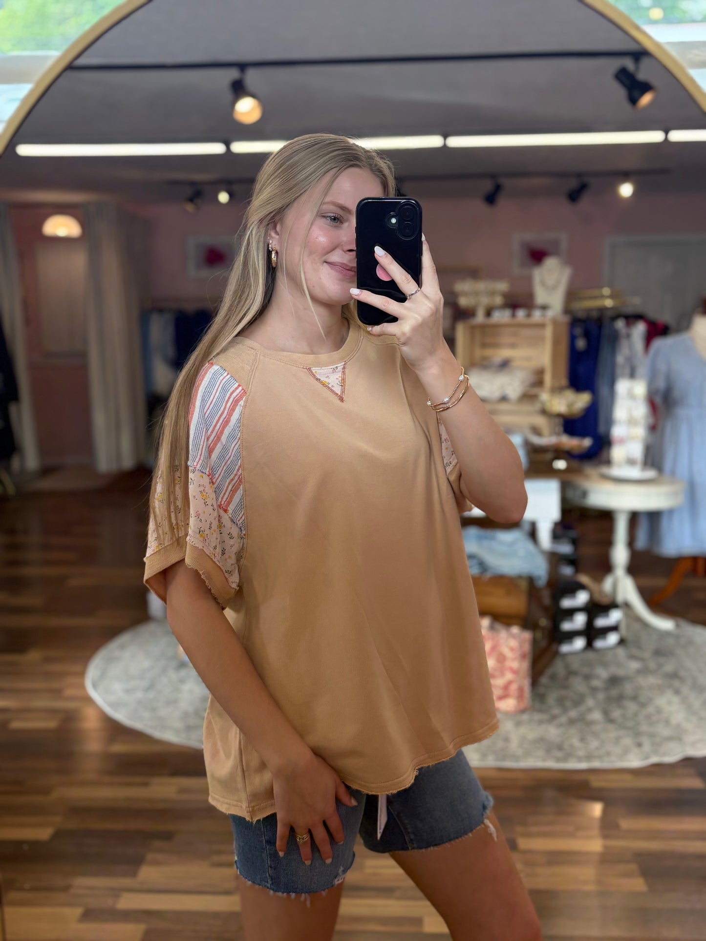 Dusty Peach Mineral Washed Blouse
