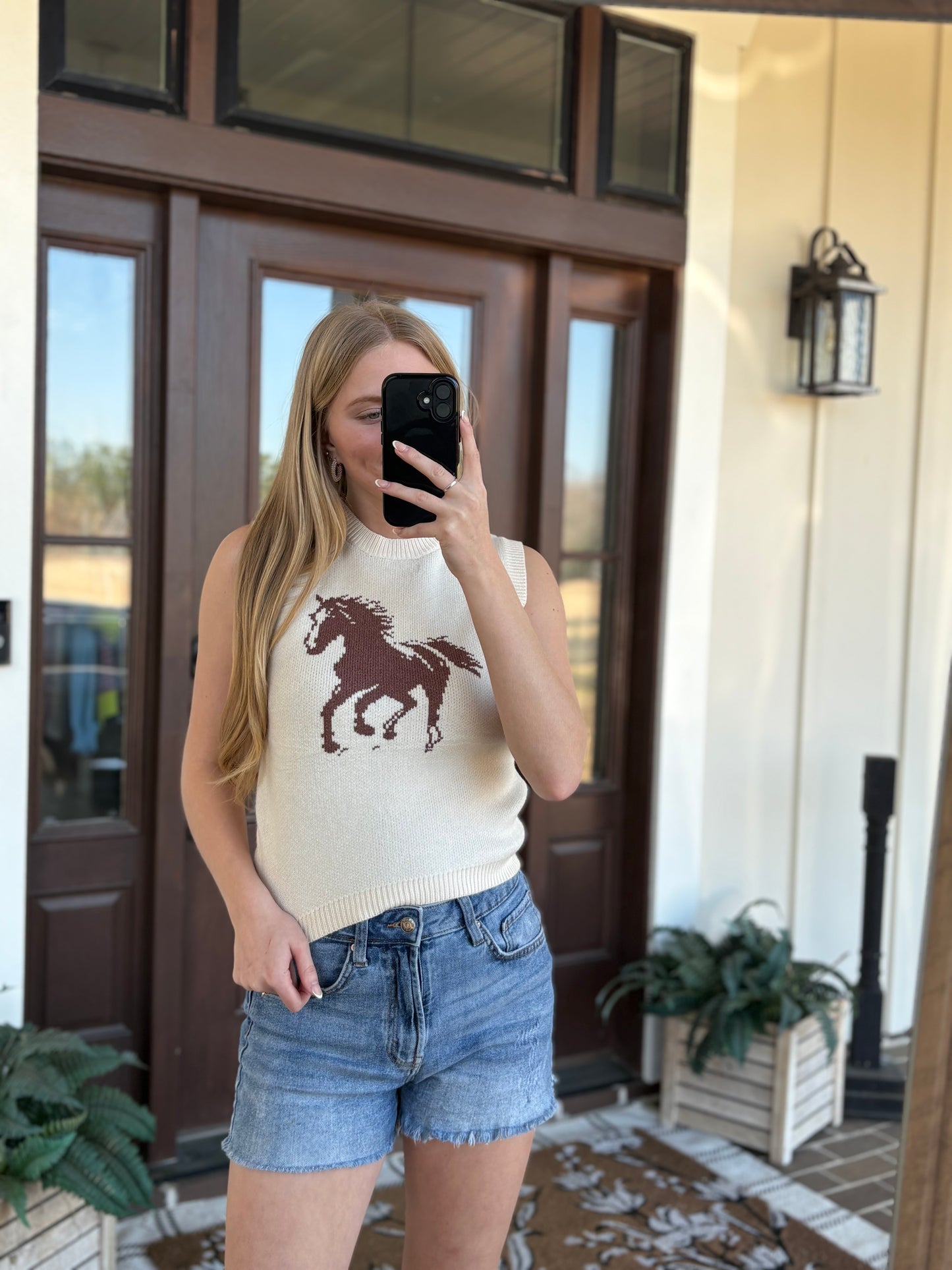 Horse Graphic Knit Vest