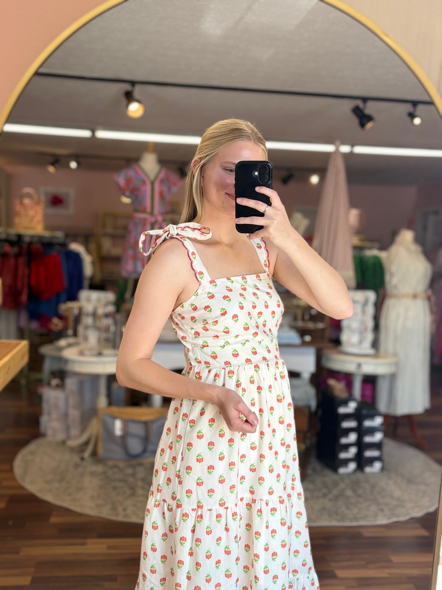 Cream Multi Floral Midi