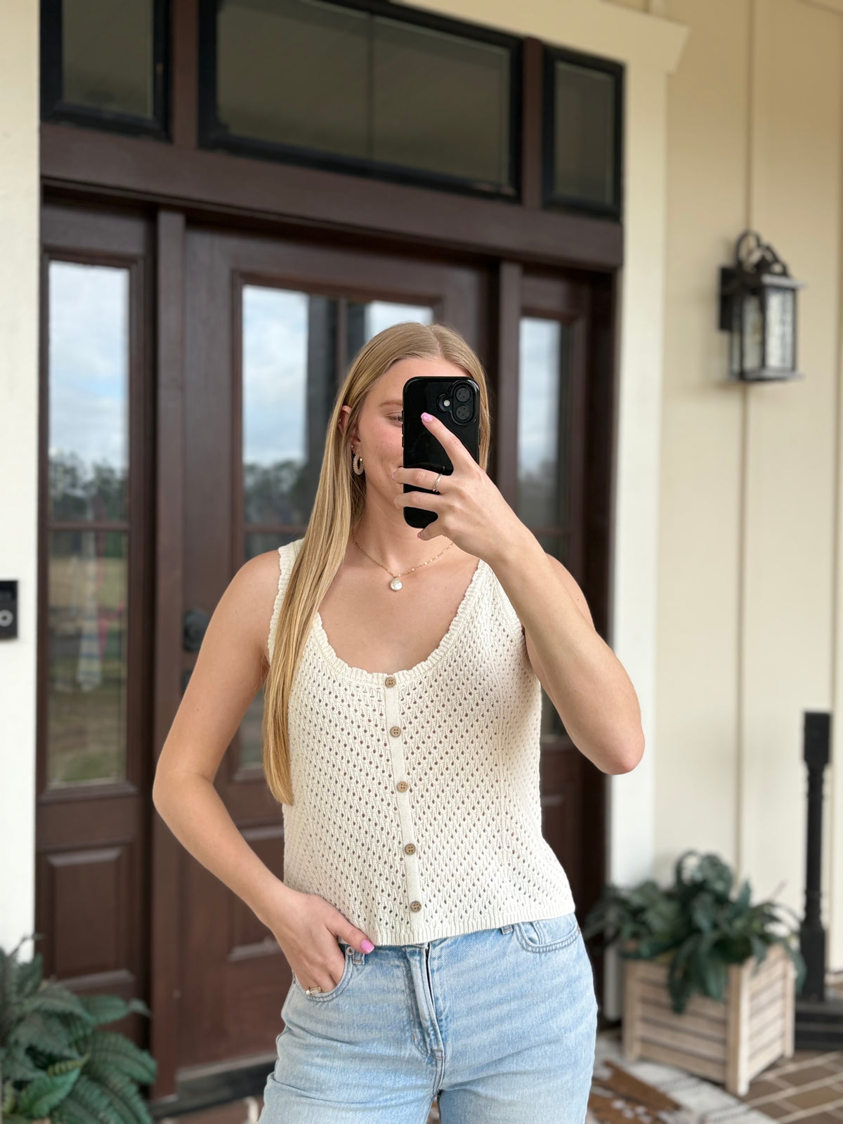Cream Knitted Sweater Top