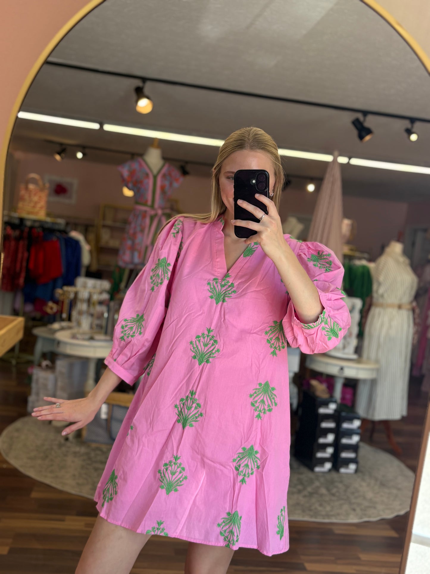 Pink Green Floral Mini