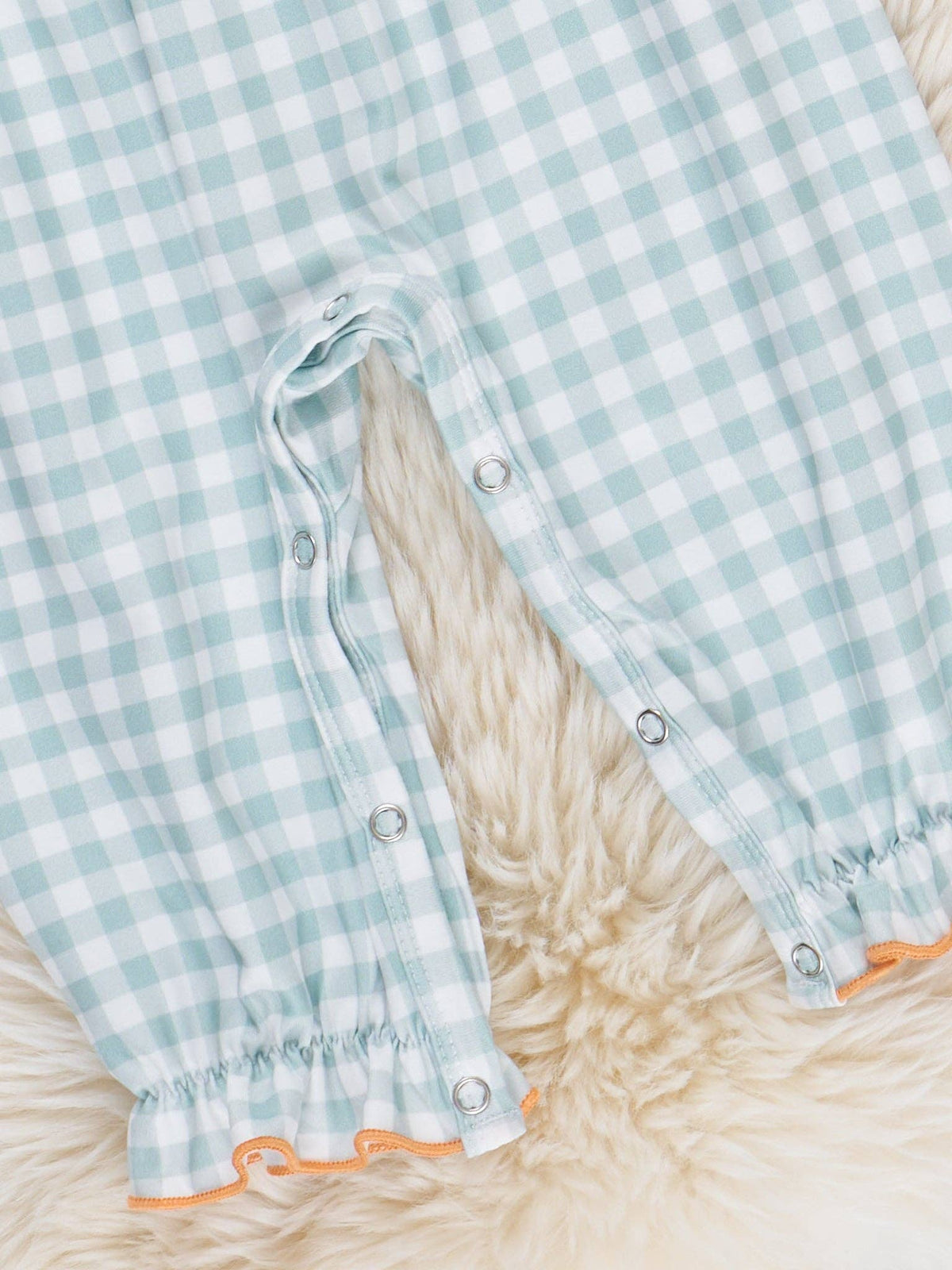 Gingham Pumpkin Spice Embroidered Romper