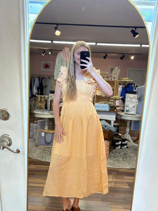 Yellow Striped Cotton Midi