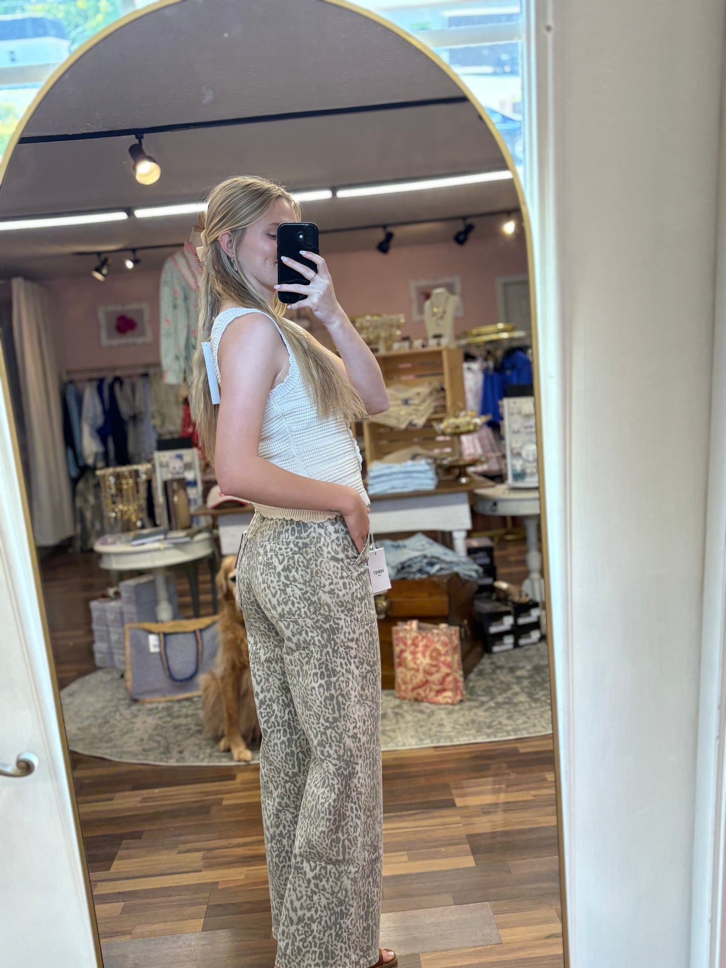 High Rise Leopard Baggy Wide