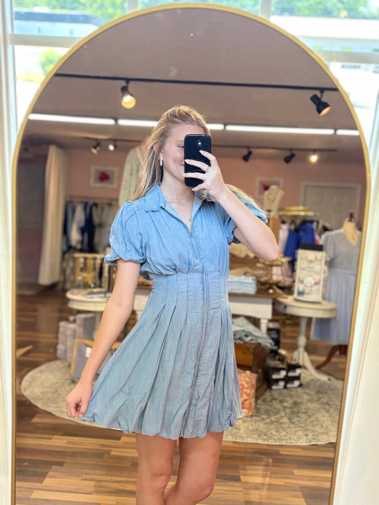 Light Denim Zip Dress