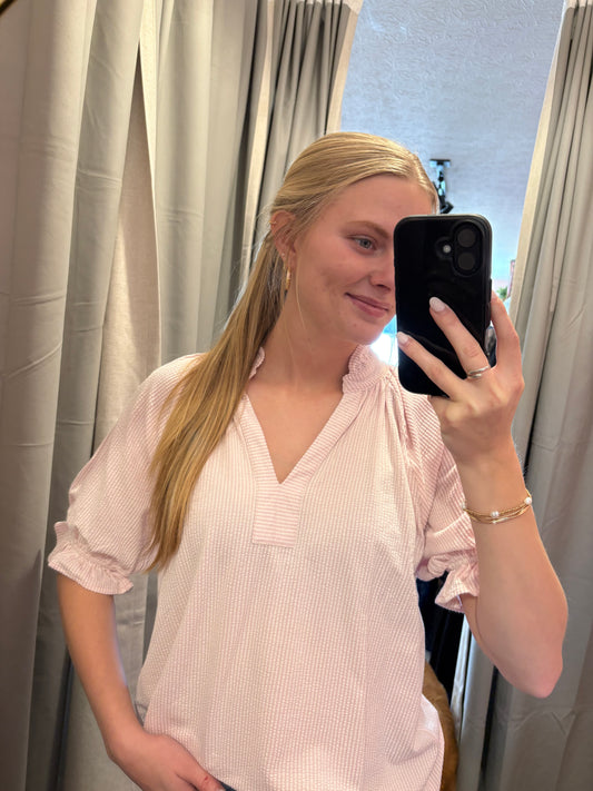 Pink Raglan Puff Sleeve Top