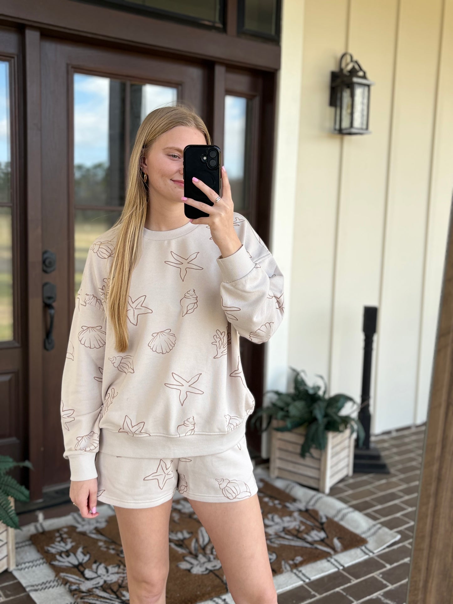 Sea Print Crew Neck Set