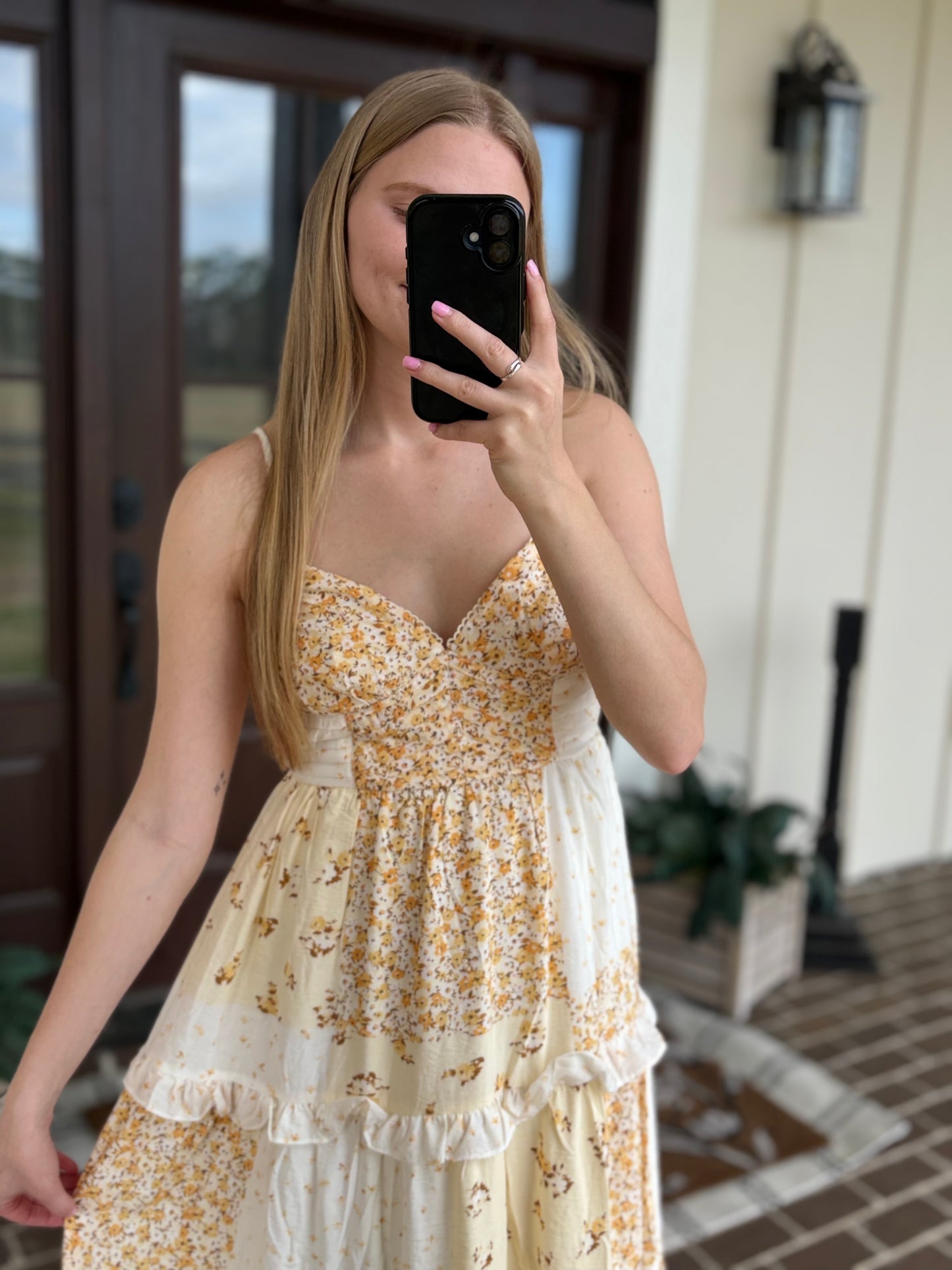 Butter Yellow Multi Pattern Midi