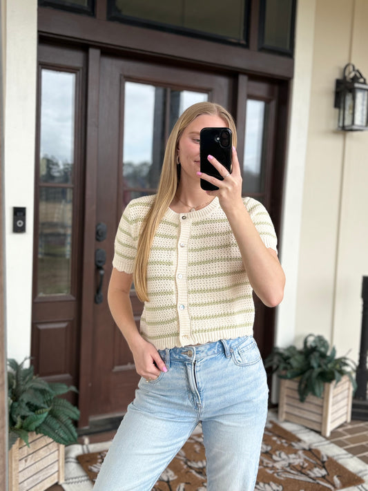 Sage Striped Sweater Top