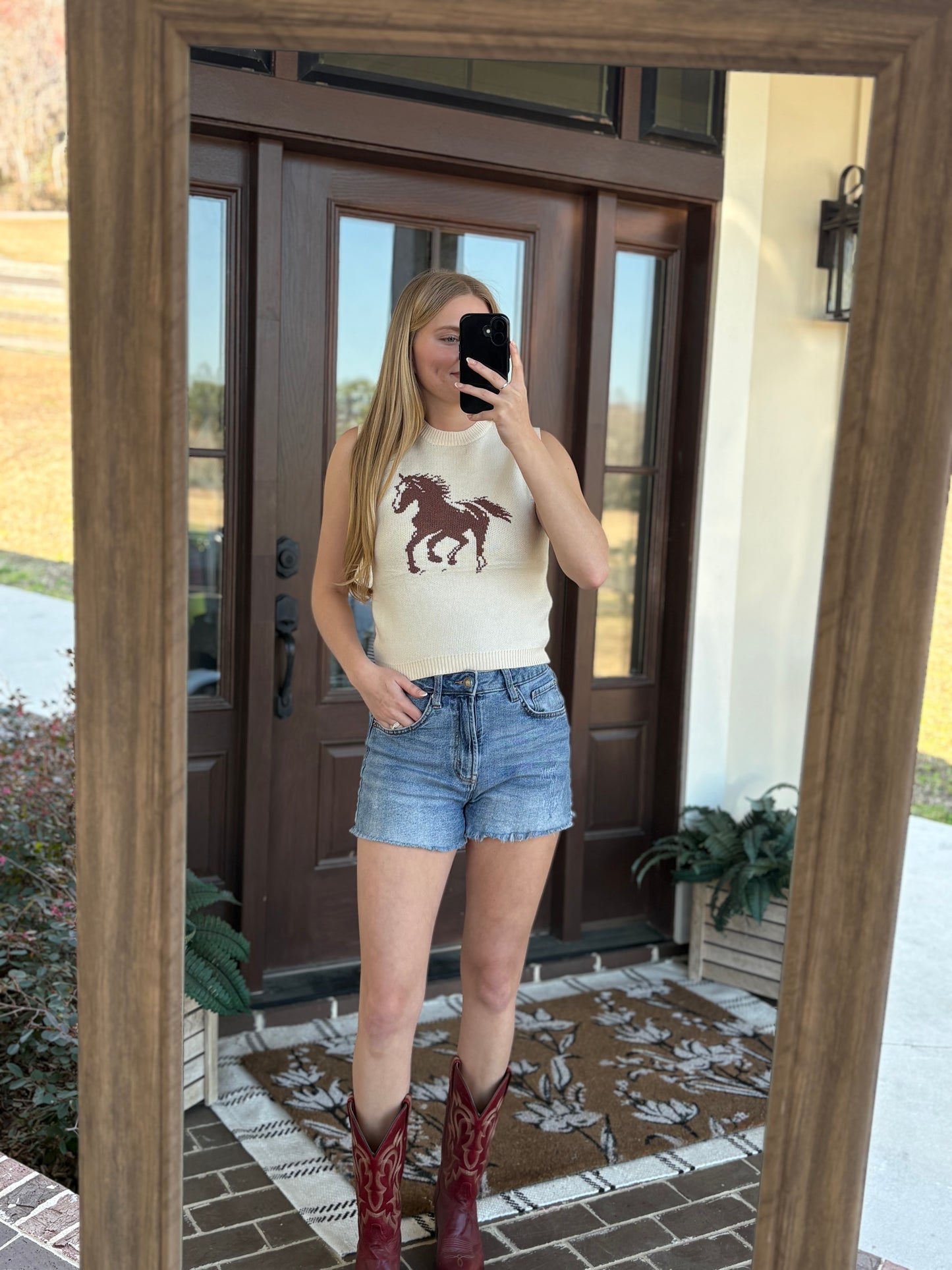 Horse Graphic Knit Vest