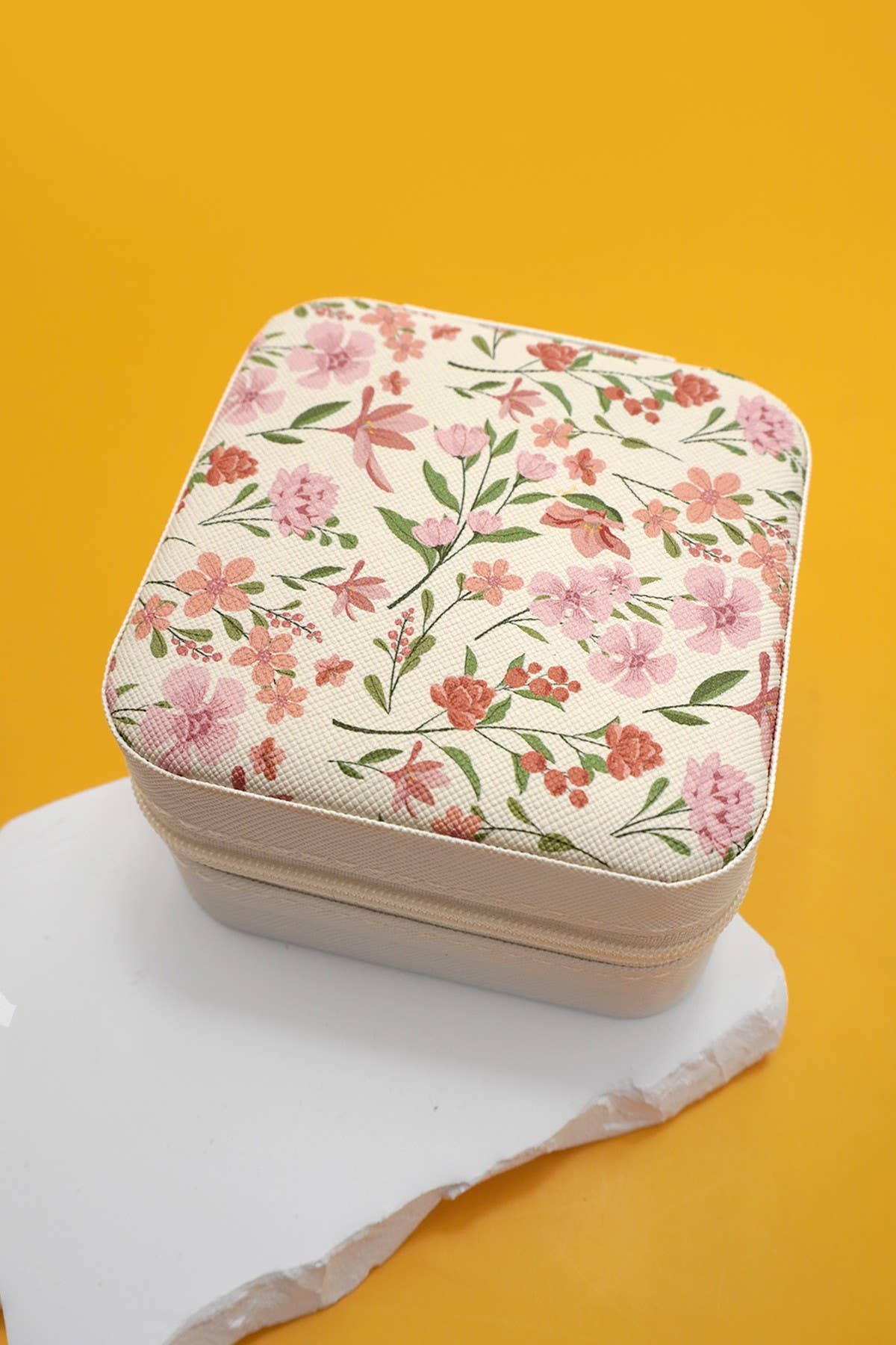 Pink Floral Jewelry Case