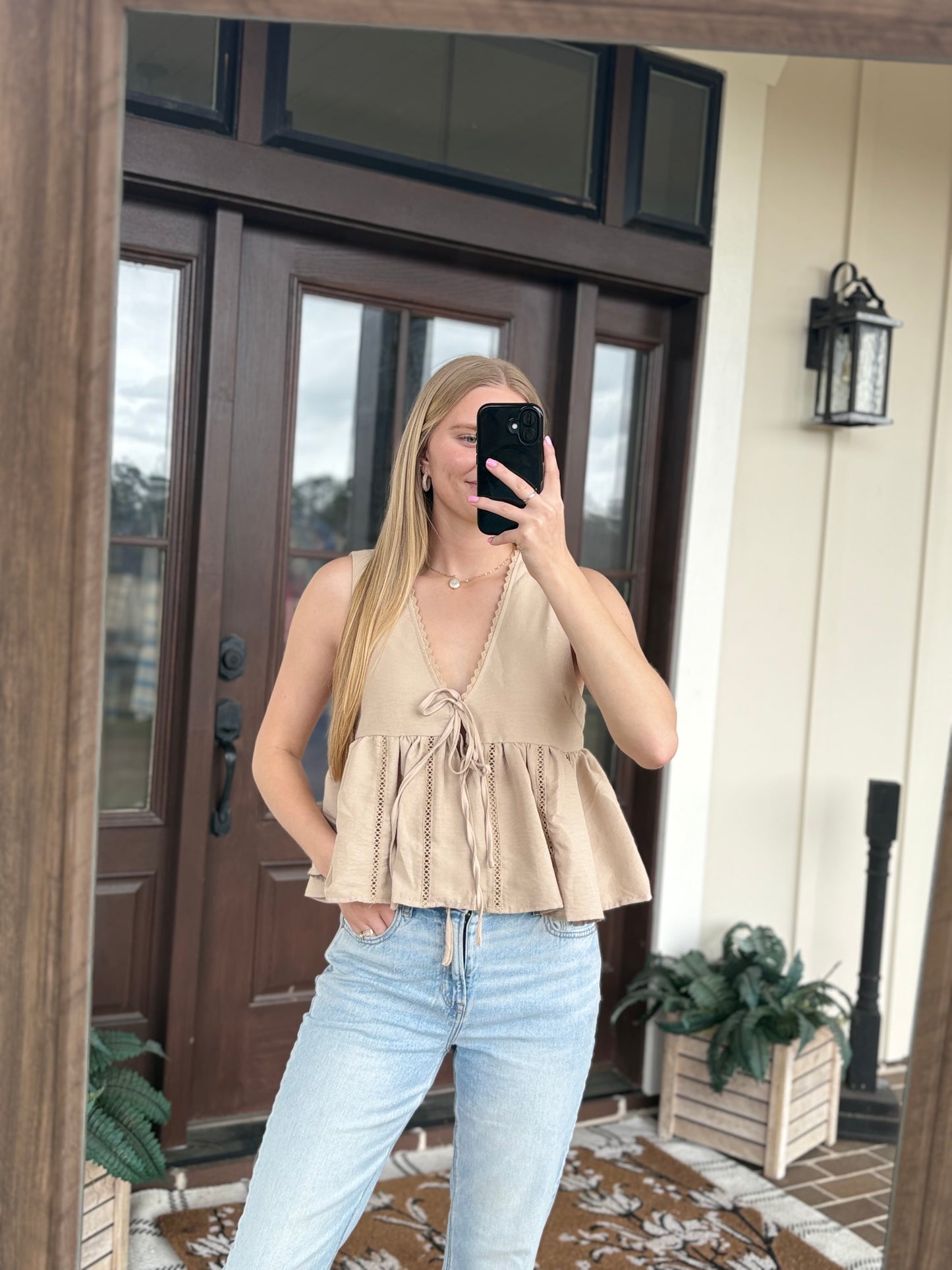 Dark Taupe Tank Blouse