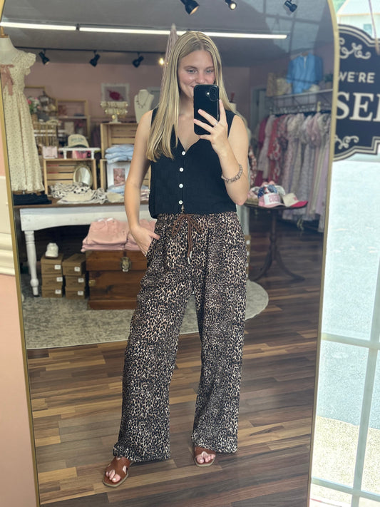 Leopard Brown Flowy Pants