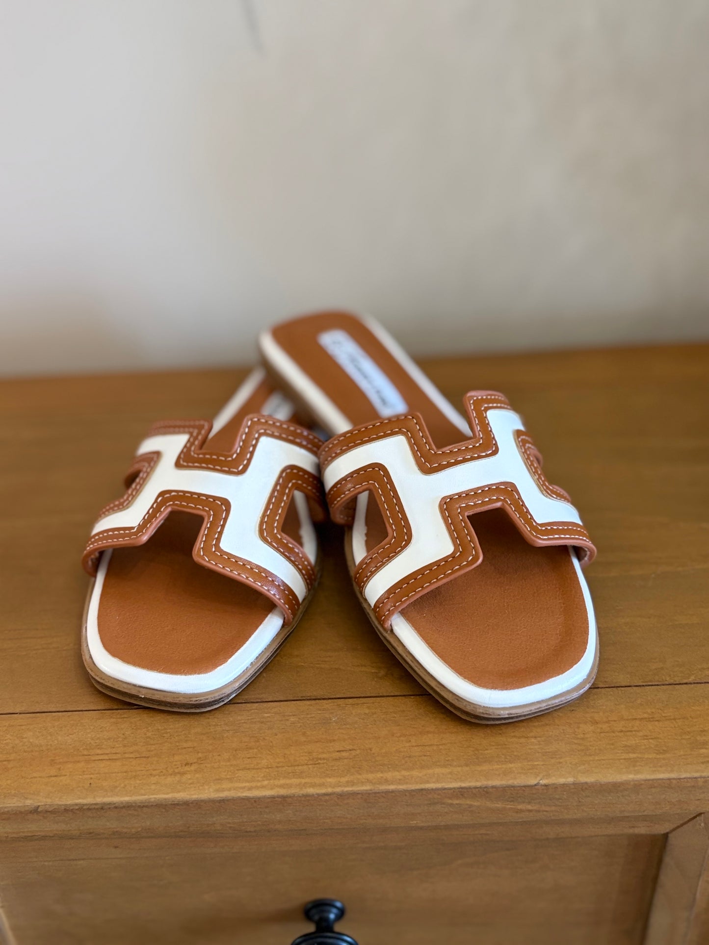 White Tan Lady Sandal
