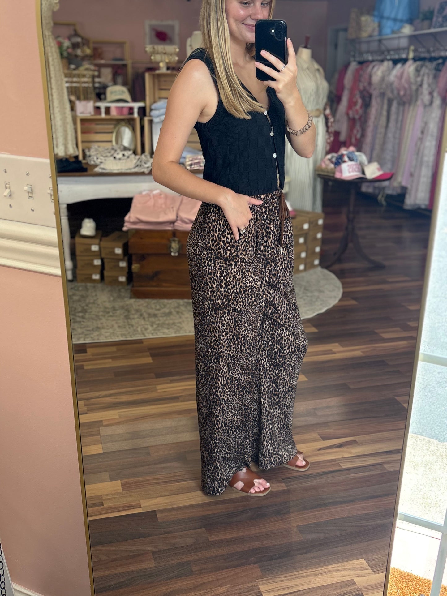 Leopard Brown Flowy Pants