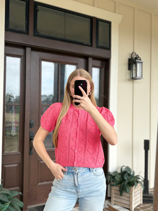 Taffy Pink Heart Knitted Top