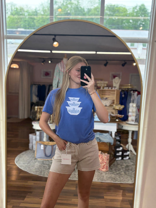 Mid Rise Striped Shorts