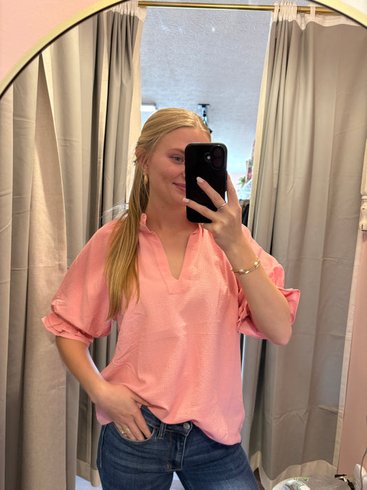 Rose Seersucker Top