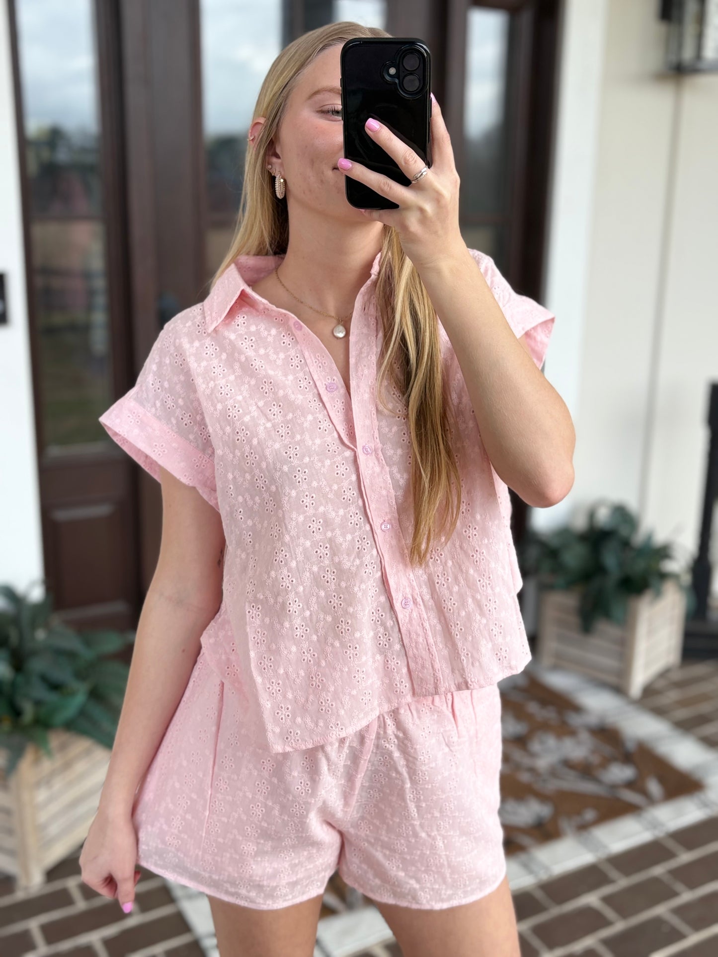 Soft Pink Eyelet Set