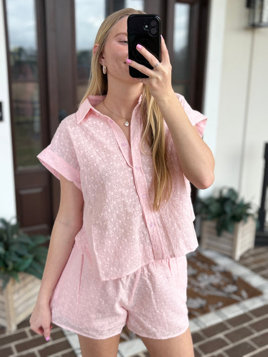Soft Pink Eyelet Set