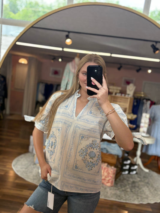 Cream Floral Top