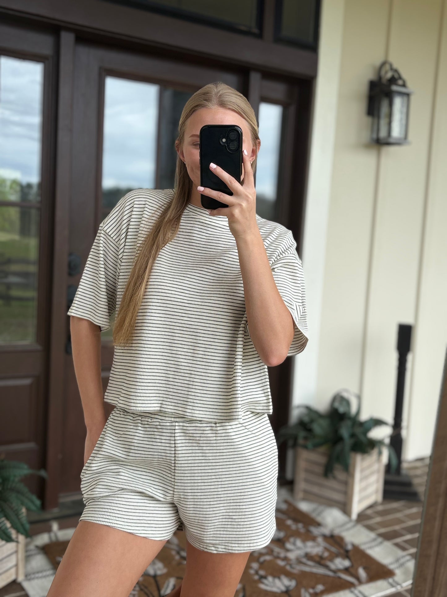 Cream/Black Striped Set