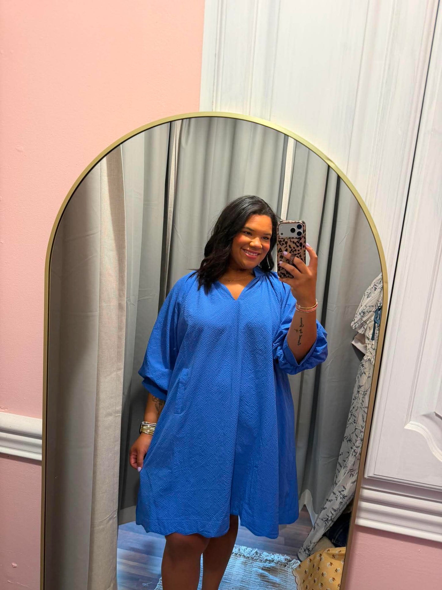 Ocean V-neck Scalloped Mini, CURVY