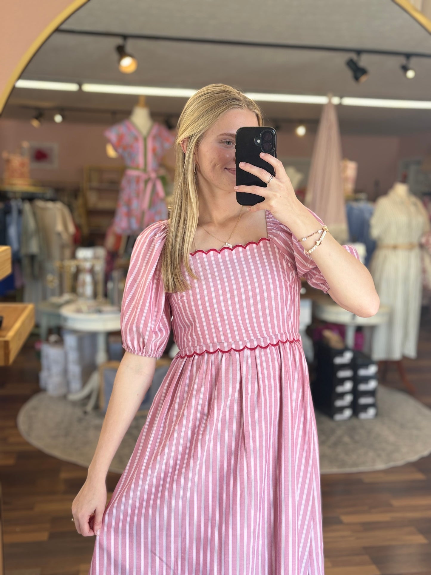 Striped Puff Sleeve Dress
