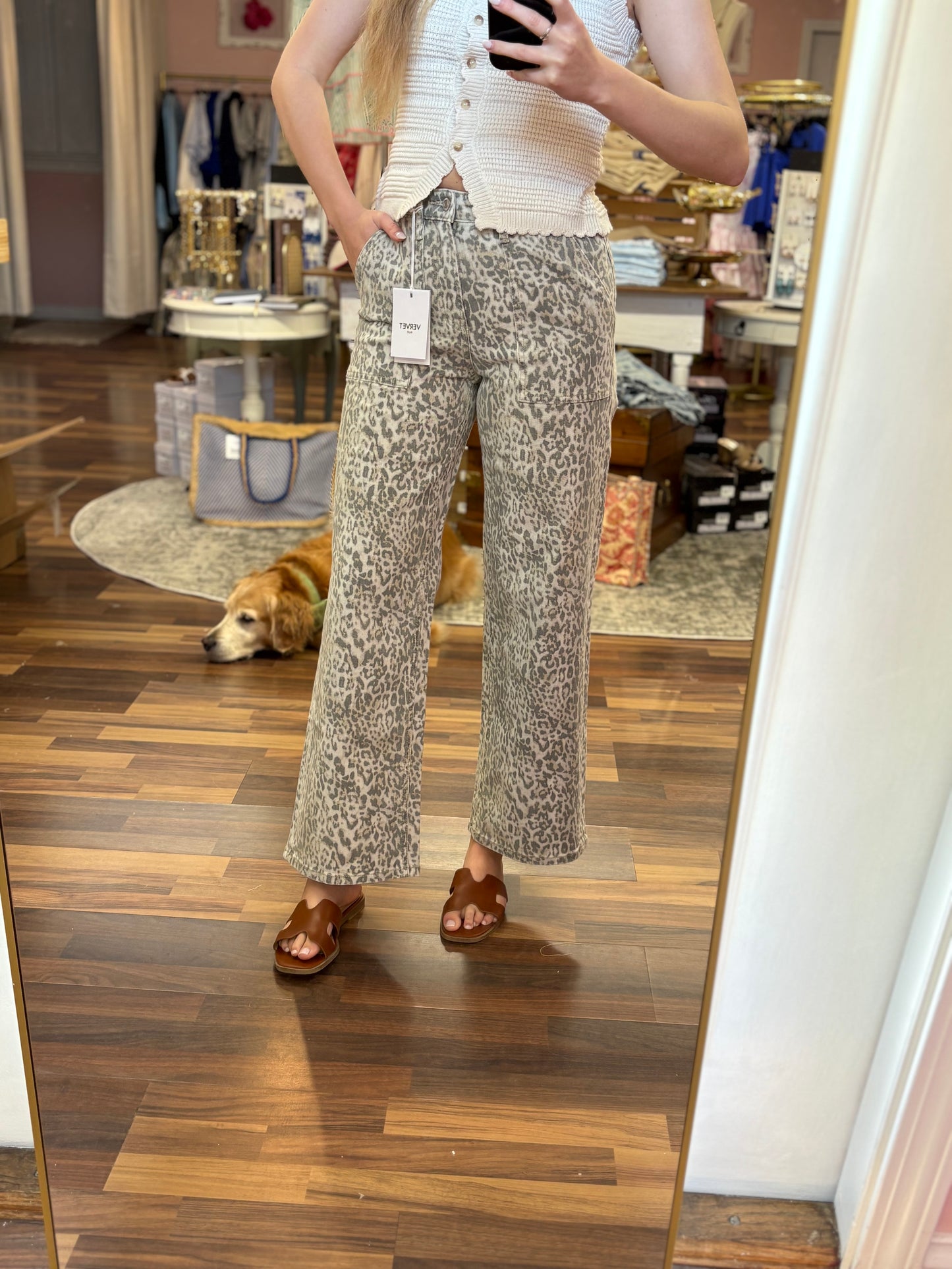 High Rise Leopard Baggy Wide