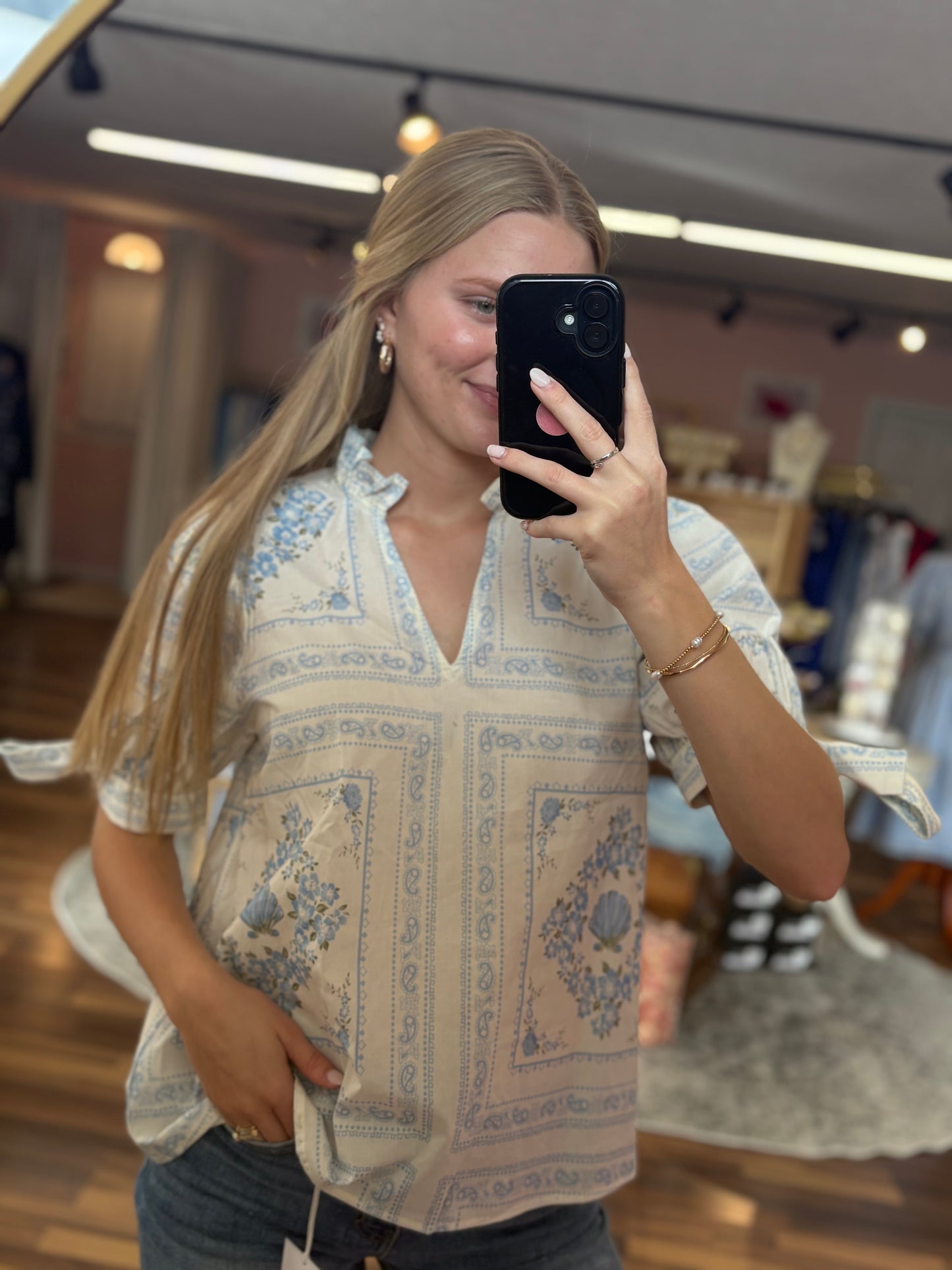 Cream Floral Top
