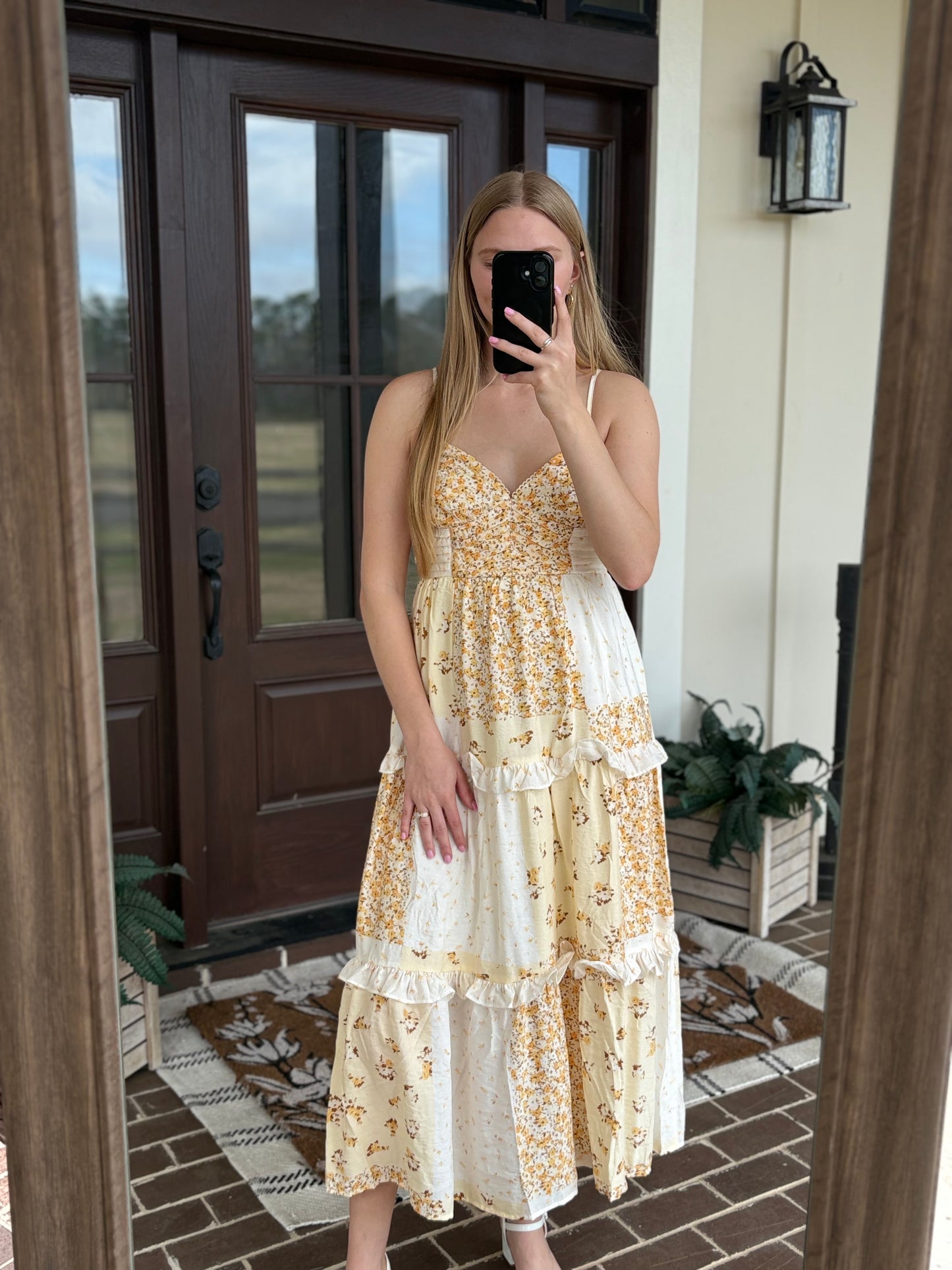 Butter Yellow Multi Pattern Midi
