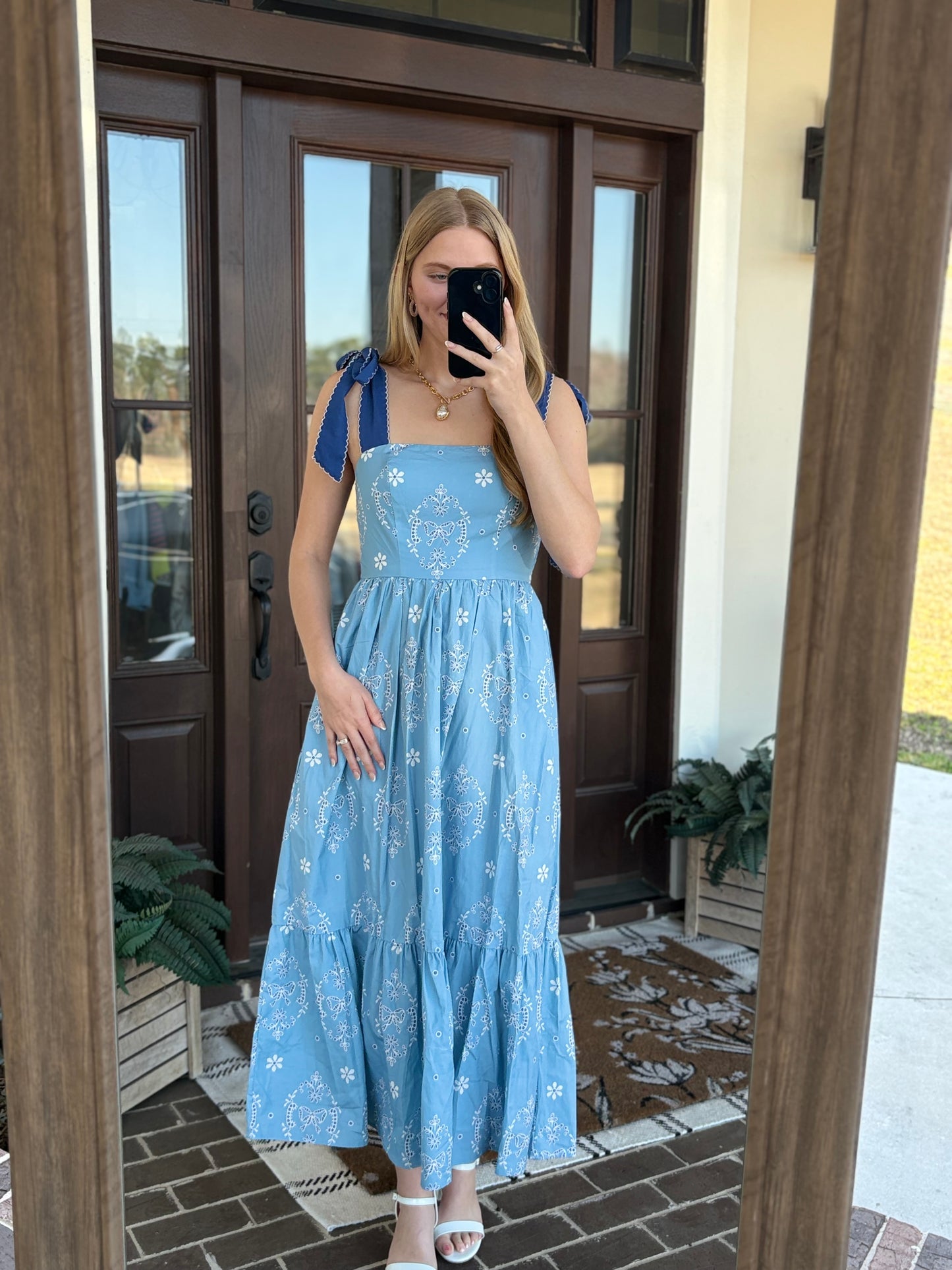 Blue Eyelet Midi