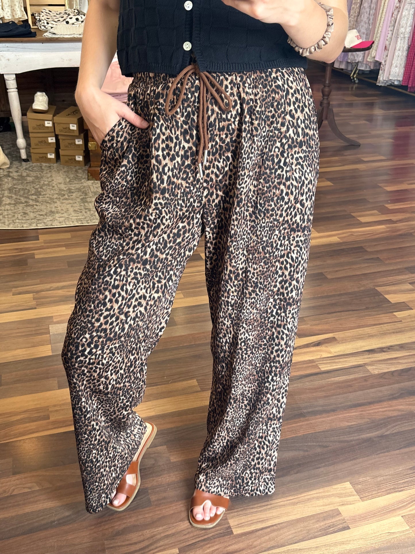 Leopard Brown Flowy Pants