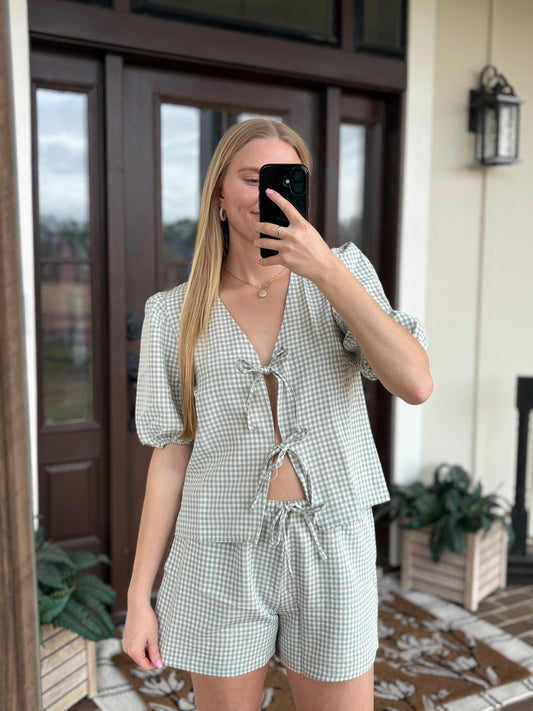 Sage Gingham Short Set