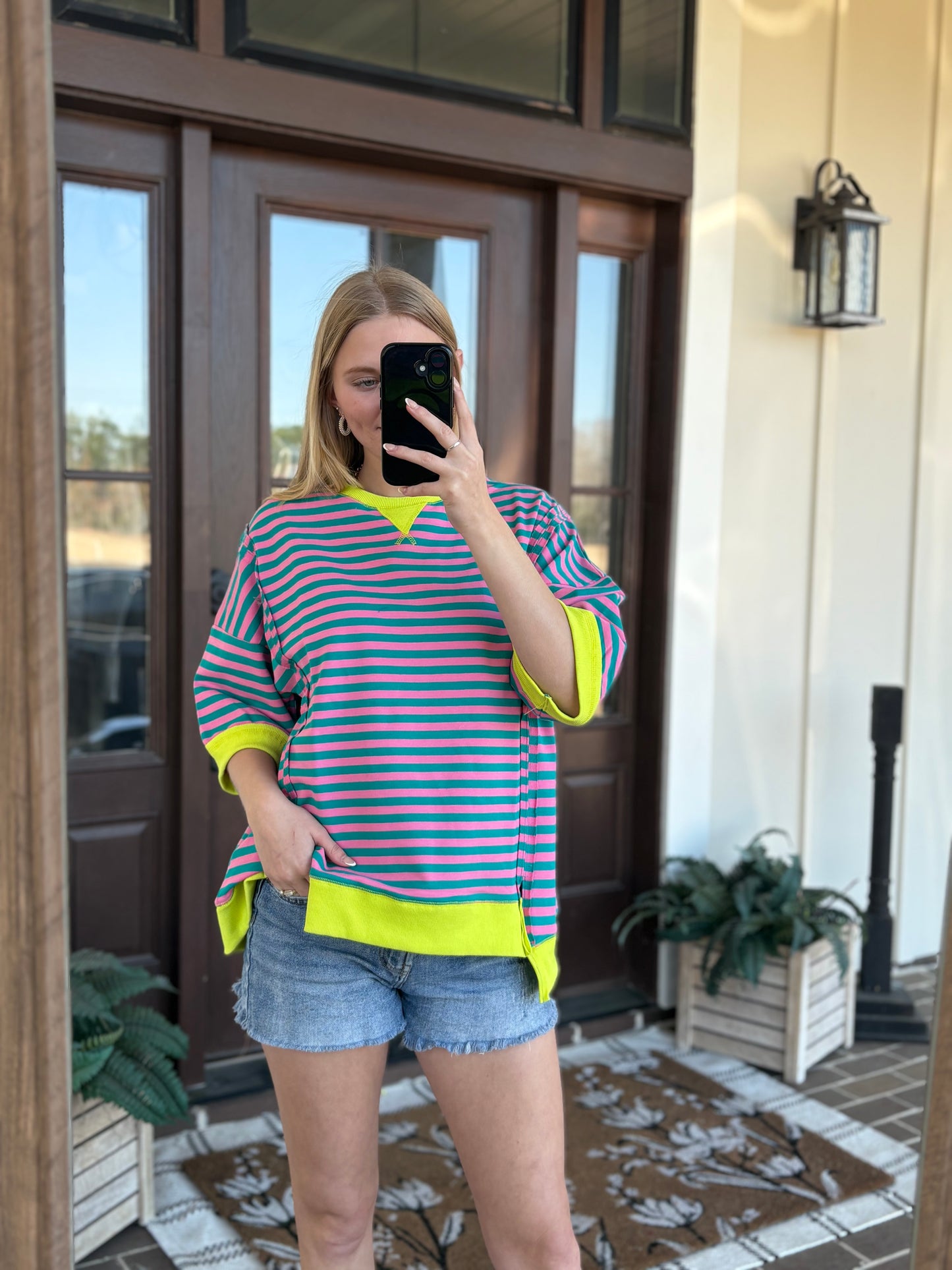 Sea Foam Stripe Top