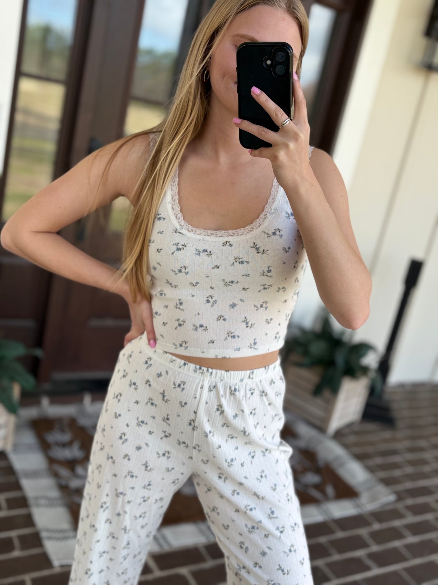 Floral Pointelle Knit Set