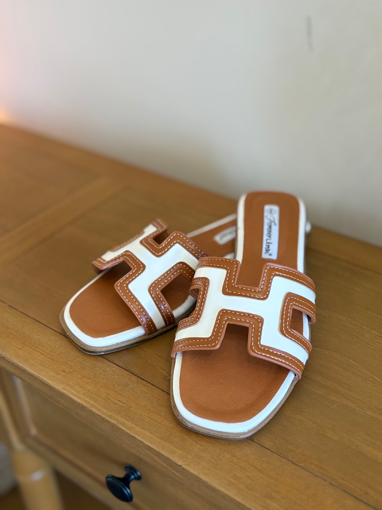 White Tan Lady Sandal