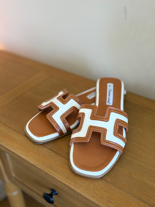 White Tan Lady Sandal
