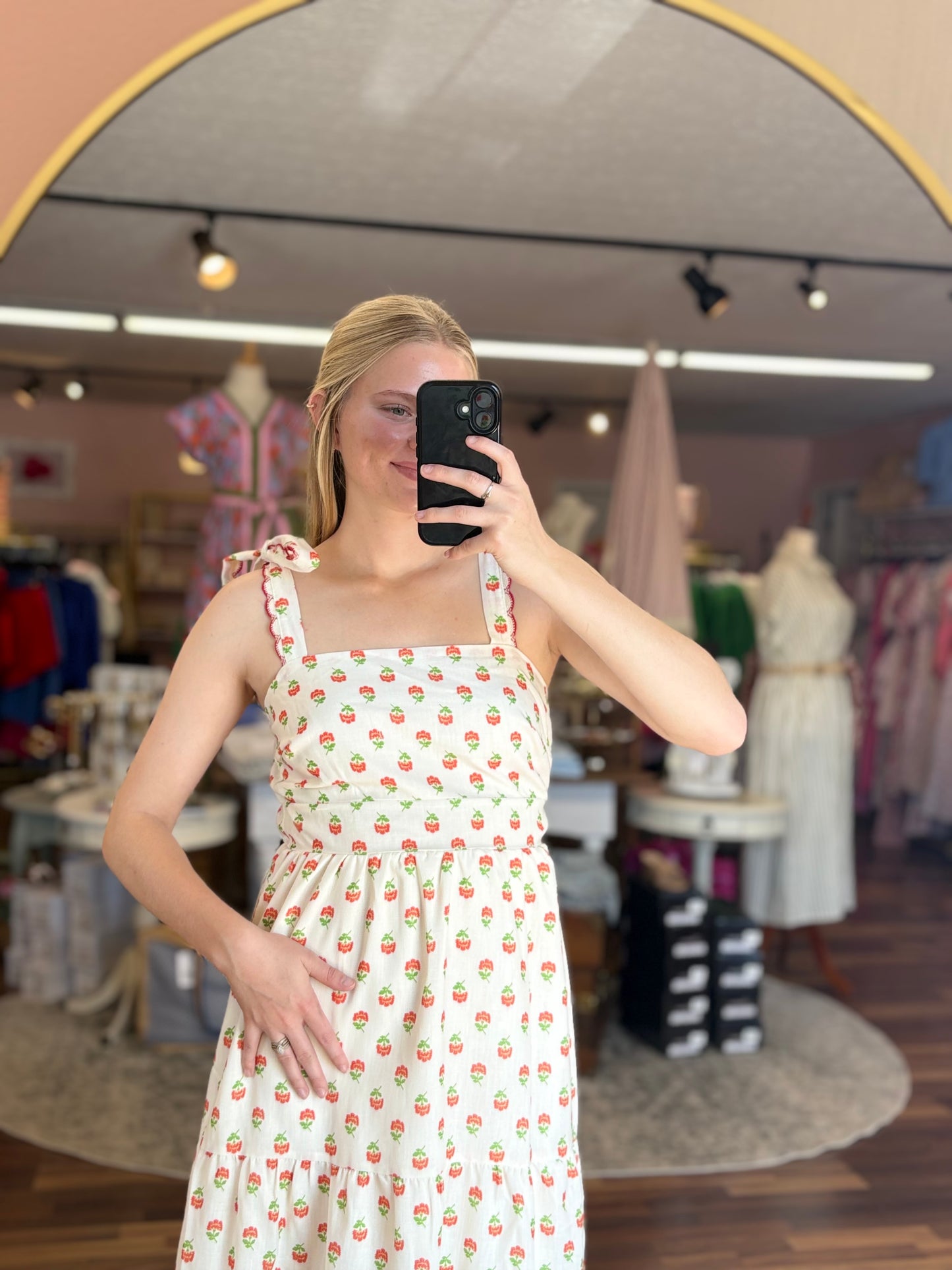 Cream Multi Floral Midi
